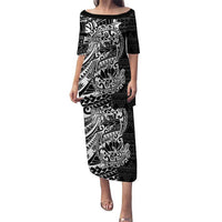 White Couple Dolphins Maori Polynesian Style Puletasi LT9 Long Dress White - Polynesian Pride