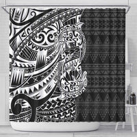 White Couple Dolphins Maori Polynesian Style Shower Curtain