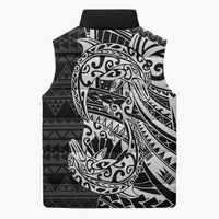 White Couple Dolphins Maori Polynesian Style Sleeveless Puffer Jacket - Polynesian Pride