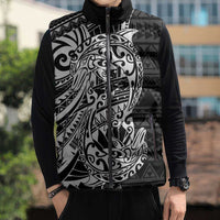 White Couple Dolphins Maori Polynesian Style Sleeveless Puffer Jacket - Polynesian Pride