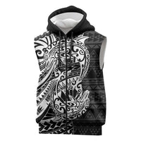 White Couple Dolphins Maori Polynesian Style Sleeveless Zip Hoodie LT9 White - Polynesian Pride