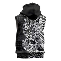 White Couple Dolphins Maori Polynesian Style Sleeveless Zip Hoodie LT9 - Polynesian Pride
