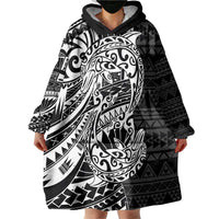 White Couple Dolphins Maori Polynesian Style Wearable Blanket Hoodie LT9 - Polynesian Pride