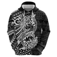 White Couple Dolphins Maori Polynesian Style Zip Hoodie