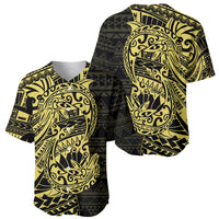 Yellow Couple Dolphins Maori Polynesian Style Baseball Jersey