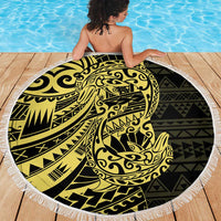 Yellow Couple Dolphins Maori Polynesian Style Beach Blanket LT9 - Polynesian Pride