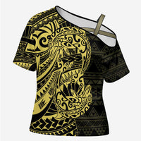 Yellow Couple Dolphins Maori Polynesian Style Cross Shoulder Shirt - Polynesian Pride
