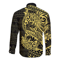 Yellow Couple Dolphins Maori Polynesian Style Long Sleeve Button Shirt LT9 - Polynesian Pride