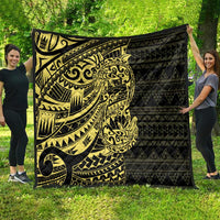 Yellow Couple Dolphins Maori Polynesian Style Quilt