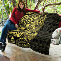 Yellow Couple Dolphins Maori Polynesian Style Quilt