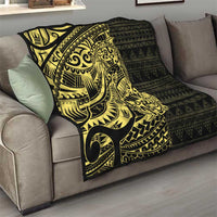 Yellow Couple Dolphins Maori Polynesian Style Quilt