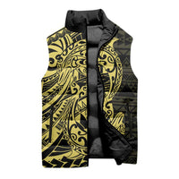 Yellow Couple Dolphins Maori Polynesian Style Sleeveless Puffer Jacket - Polynesian Pride