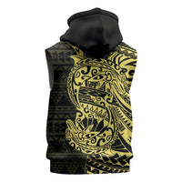 Yellow Couple Dolphins Maori Polynesian Style Sleeveless Zip Hoodie LT9 - Polynesian Pride