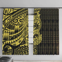 Yellow Couple Dolphins Maori Polynesian Style Window Curtain LT9 With Hooks Yellow - Polynesian Pride