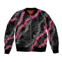Guam Bougainvillea Lei Bomber Jacket Chamorro Tribal Pattern
