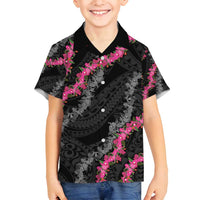 Guam Bougainvillea Lei Family Matching Puletasi and Hawaiian Shirt Chamorro Tribal Pattern