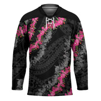 Guam Bougainvillea Lei Hockey Jersey Chamorro Tribal Pattern LT9 Unisex Black - Polynesian Pride