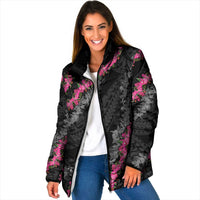 Guam Bougainvillea Lei Padded Jacket Chamorro Tribal Pattern - Polynesian Pride