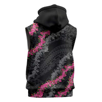 Guam Bougainvillea Lei Sleeveless Zip Hoodie Chamorro Tribal Pattern LT9 - Polynesian Pride
