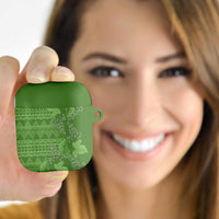 Hawaii Molokai Island Kukui Nut Flowers AirPods Case Tribal Kakau Pattern LT9 Green - Polynesian Pride