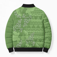 Hawaii Molokai Island Kukui Nut Flowers Bomber Puffer Jacket Tribal Kakau Pattern - Polynesian Pride