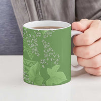 Hawaii Molokai Island Kukui Nut Flowers Ceramic Mug Tribal Kakau Pattern - Polynesian Pride