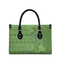 Hawaii Molokai Island Kukui Nut Flowers Leather Bag Tribal Kakau Pattern - Polynesian Pride