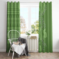 Hawaii Molokai Island Kukui Nut Flowers Window Curtain Tribal Kakau Pattern LT9 - Polynesian Pride
