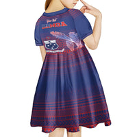 Custom Samoa 1962 Independence Day Custom Kid Short Sleeve Dress Manuia le Aso Tuto'atasi Ula Nifo Blue Art