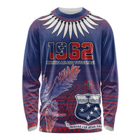 Custom Samoa 1962 Independence Day Custom Long Sleeve Shirt Manuia le Aso Tuto'atasi Ula Nifo Blue Art