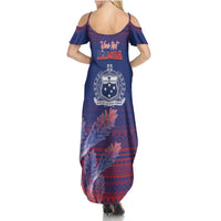 Custom Samoa 1962 Independence Day Custom Summer Maxi Dress Manuia le Aso Tuto'atasi Ula Nifo Blue Art LT9 - Polynesian Pride