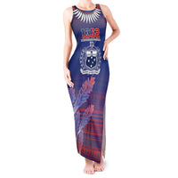 Custom Samoa 1962 Independence Day Custom Tank Maxi Dress Manuia le Aso Tuto'atasi Ula Nifo Blue Art LT9 Women Blue - Polynesian Pride