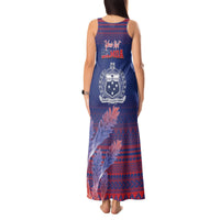 Custom Samoa 1962 Independence Day Custom Tank Maxi Dress Manuia le Aso Tuto'atasi Ula Nifo Blue Art LT9 - Polynesian Pride