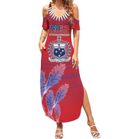 Custom Samoa 1962 Independence Day Custom Summer Maxi Dress Manuia le Aso Tuto'atasi Ula Nifo Red Art LT9 Women Red - Polynesian Pride