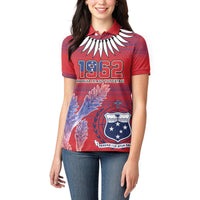 Custom Samoa 1962 Independence Day Custom Women Polo Shirt Manuia le Aso Tuto'atasi Ula Nifo Red Art