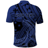 Custom Samoa 62nd Manuia le Aso Tuto'atasi Polo Shirt Samoan Tatau Blue Art