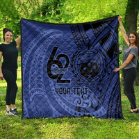 Custom Samoa 62nd Manuia le Aso Tuto'atasi Quilt Samoan Tatau Blue Art