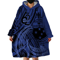 Custom Samoa 62nd Manuia le Aso Tuto'atasi Wearable Blanket Hoodie Samoan Tatau Blue Art