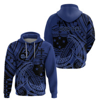 Custom Samoa 62nd Manuia le Aso Tuto'atasi Zip Hoodie Samoan Tatau Blue Art