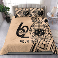 Custom Samoa Manuia le 62 Tausaga O le Tuto’atasi Bedding Set Samoan Tatau Beige Art