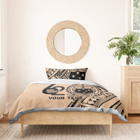 Custom Samoa Manuia le 62 Tausaga O le Tuto’atasi Bedding Set Samoan Tatau Beige Art