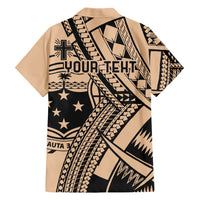Custom Samoa Manuia le 62 Tausaga O le Tuto’atasi Hawaiian Shirt Samoan Tatau Beige Art