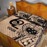 Custom Samoa Manuia le 62 Tausaga O le Tuto’atasi Quilt Bed Set Samoan Tatau Beige Art