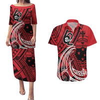 Custom Samoa Manuia le 62 Tausaga O le Tutoatasi Couples Matching Puletasi and Hawaiian Shirt Samoan Tatau Red Art LT9 Red - Polynesian Pride