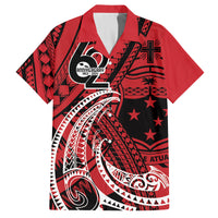 Custom Samoa Manuia le 62 Tausaga O le Tuto’atasi Family Matching Off The Shoulder Long Sleeve Dress and Hawaiian Shirt Samoan Tatau Red Art