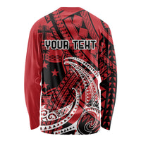 Custom Samoa Manuia le 62 Tausaga O le Tuto’atasi Long Sleeve Shirt Samoan Tatau Red Art