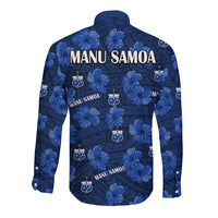Manu Samoa Rugby Long Sleeve Button Shirt Polynesian Style With Hibiscus LT9 - Polynesian Pride