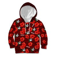 Tonga Rugby Kid Hoodie Polynesian Style With Hibiscus LT9 Hoodie Red - Polynesian Pride