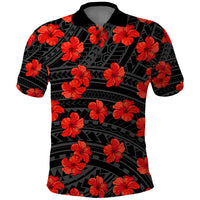 Polynesian Pride Hawaii Style With Hibiscus Polo Shirt Black LT9 Black - Polynesian Pride