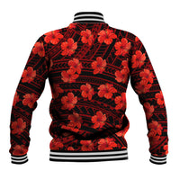 Polynesian Pride Hawaii Style With Hibiscus Baseball Jacket Red LT9 - Polynesian Pride